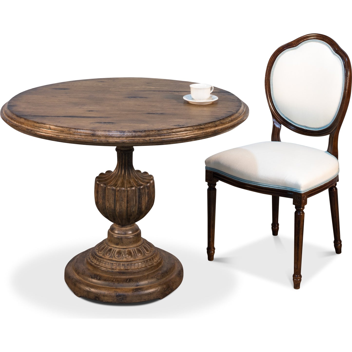 003 SR-858026 | Additional Silo | Renaissance Pedestal Dining Table by Sarreid Ltd. in natural. Made from pine in a rustic style.