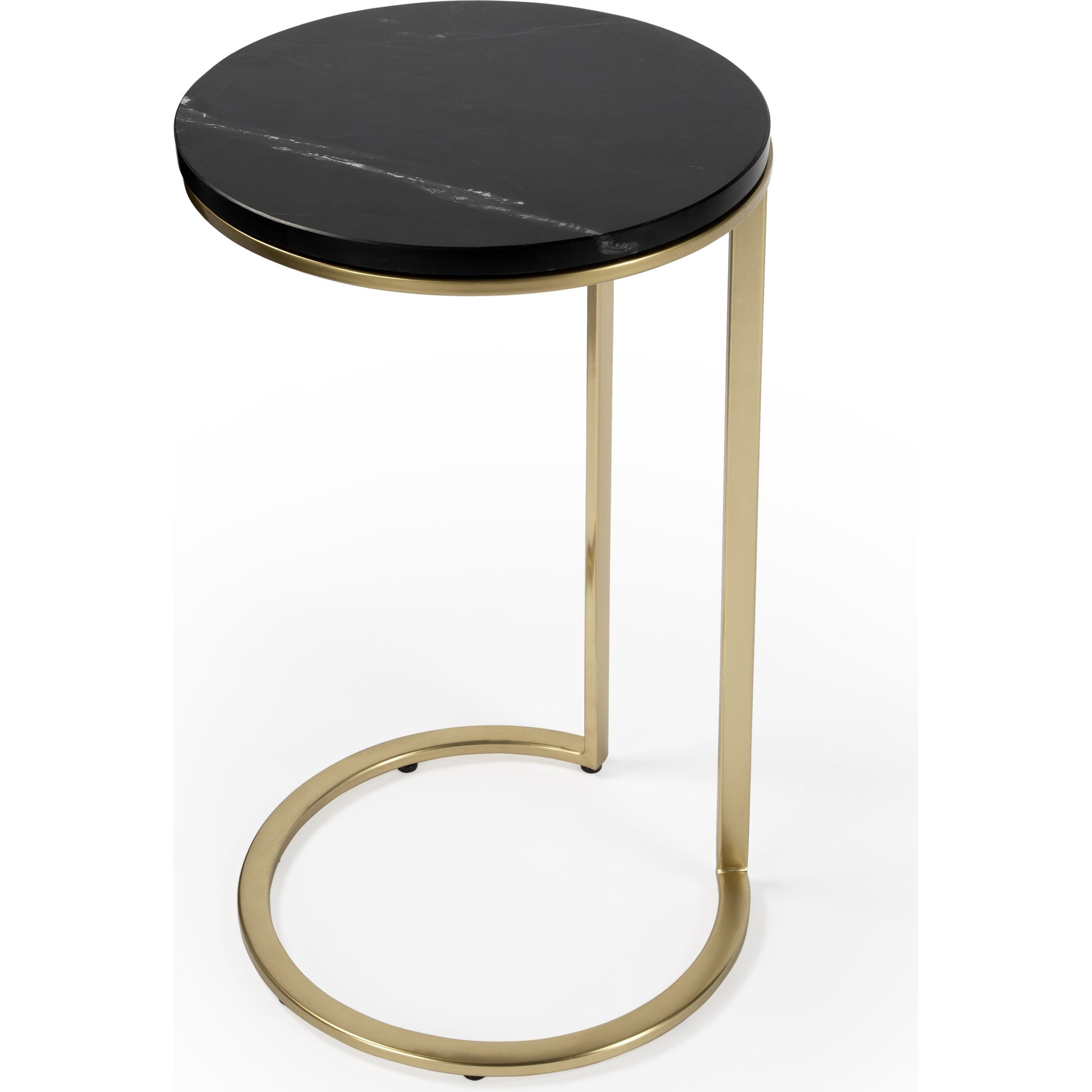 Shounderia Accent Table by Butler Specialty Company in black and black marble. Made from stainless steel, marble in a modern style.