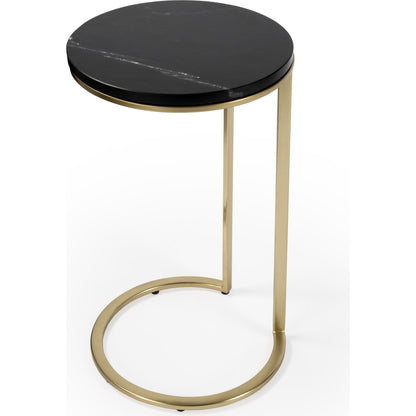 Shounderia Accent Table by Butler Specialty Company in black and black marble. Made from stainless steel, marble in a modern style.