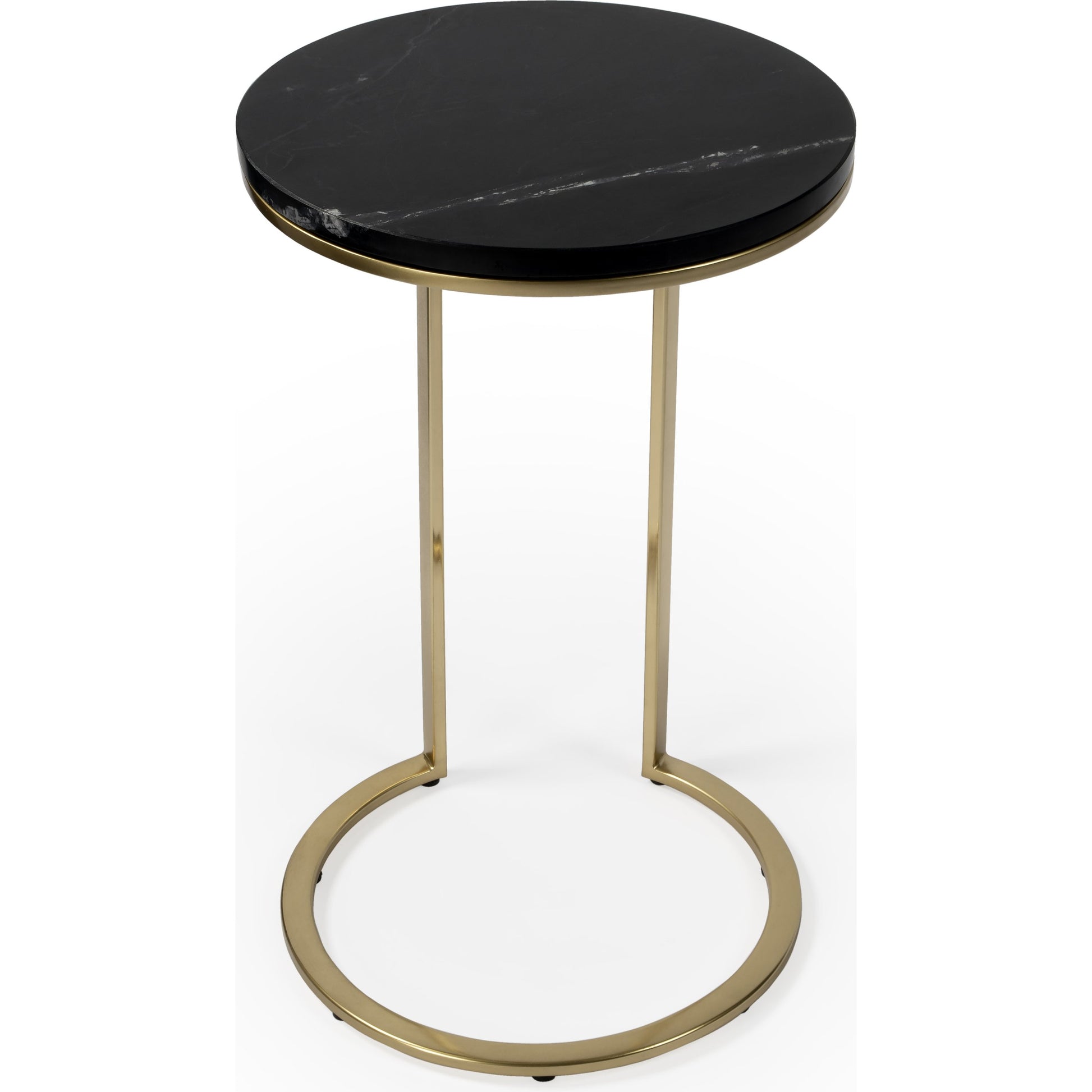 Shounderia Accent Table by Butler Specialty Company in black and black marble. Made from stainless steel, marble in a modern style.