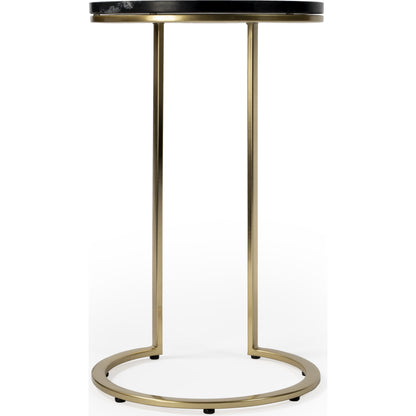 Shounderia Accent Table by Butler Specialty Company in black and black marble. Made from stainless steel, marble in a modern style.