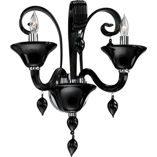 Treviso Wall Bracket by Cyan Design in chrome, black. Made from iron, murano style black glass in a traditional style.