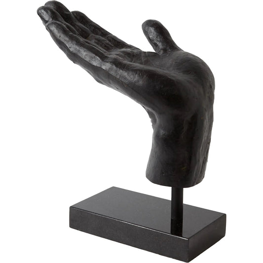 Open Hand Sculpture by Global Views in bronze. Made from cast iron in a eclectic & global style.