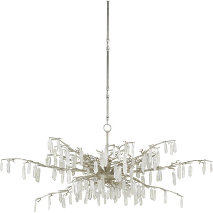 Forest Dawn Chandelier by Currey and Company. Made from wrought iron, crystal in a eclectic & global style.
