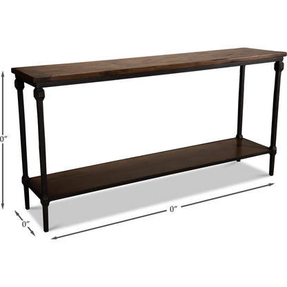 Hunter Parquet Double Console by Sarreid Ltd. in brown and fruitwood/ gunmetal finish. Made from acacia wood, iron in a modern style.