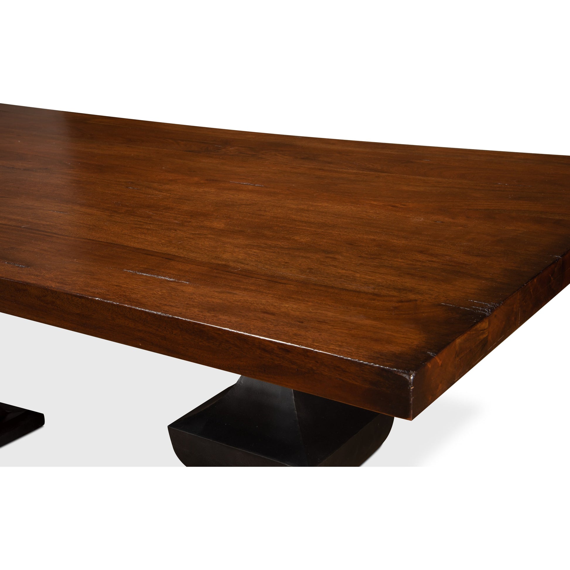 Hunter Parquet Double Console by Sarreid Ltd. in brown and fruitwood/ gunmetal finish. Made from acacia wood, iron in a modern style.