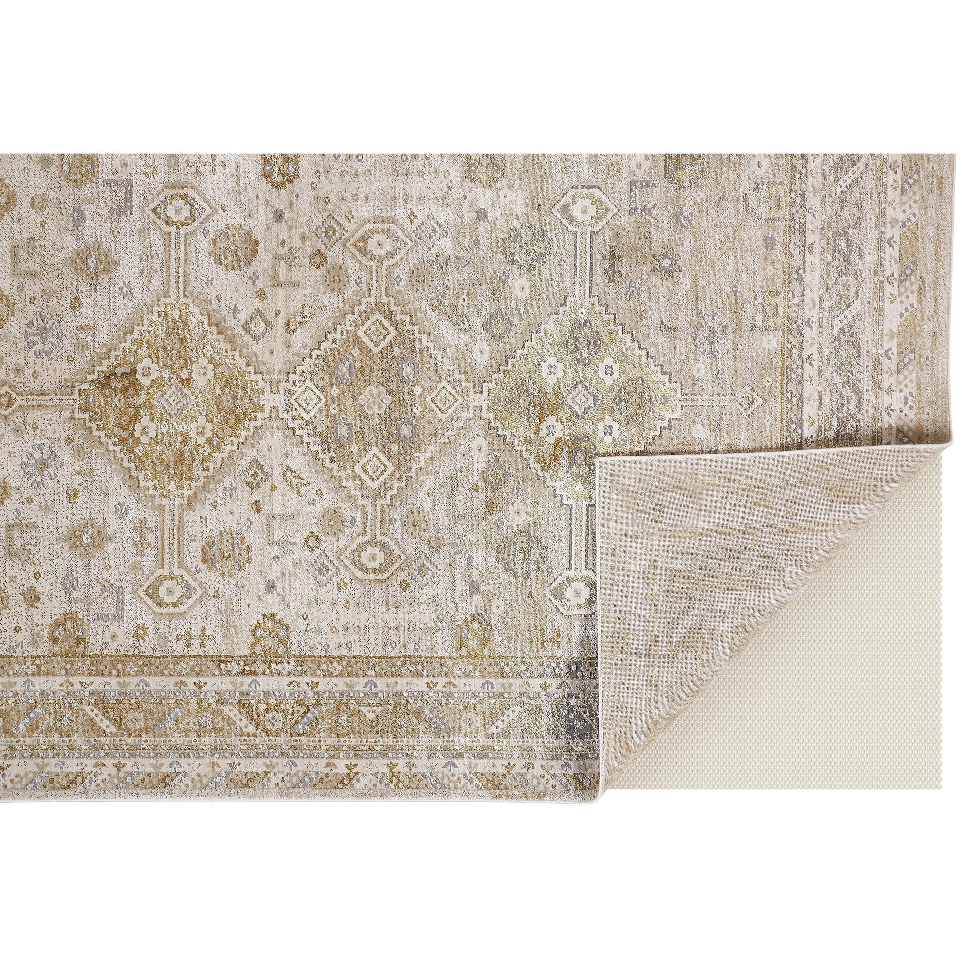 Aura Persian Rug - 3738F by Feizy in gold, ivory. Made from polyester, polypropylene in a unique style.