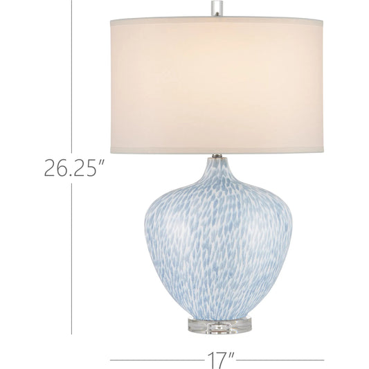 Tinney Table Lamp by Currey and Company in blue, clear. Made from ceramic, optic crystal in a unique style.