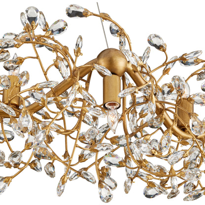 Crystal Bud Ring Chandelier by Currey and Company in clear, brass. Made from crystal, wrought iron in a modern style.
