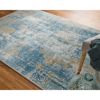 Cadiz Rug - 3890F by Feizy in blue, gray, gold. Made from viscose, acrylic in a unique style.