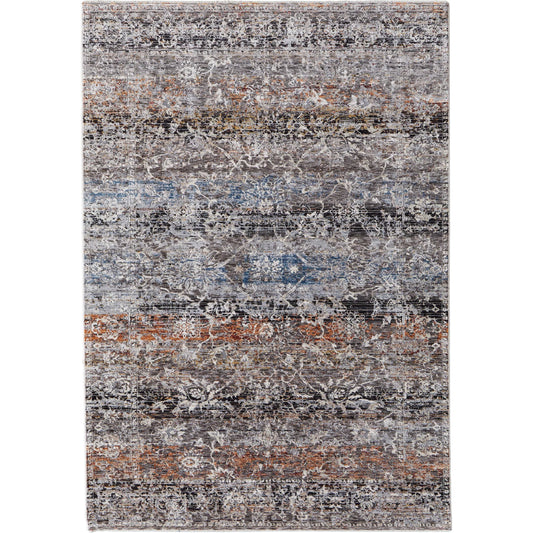 Caprio Transitional Rug - 3962F by Feizy in gray, black, red. Made from polyester, viscose in a unique style.