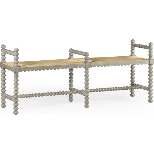 William Yeoward Bellingham Double Bench by Jonathan Charles in grey and country gray. Made from acacia in a cottage & farmhouse style.