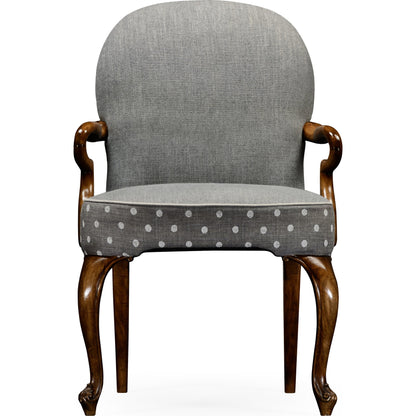 Uptown Classic Gunby Dining Armchair by Jonathan Charles in gray fruitwood. Made from acacia in a traditional style.