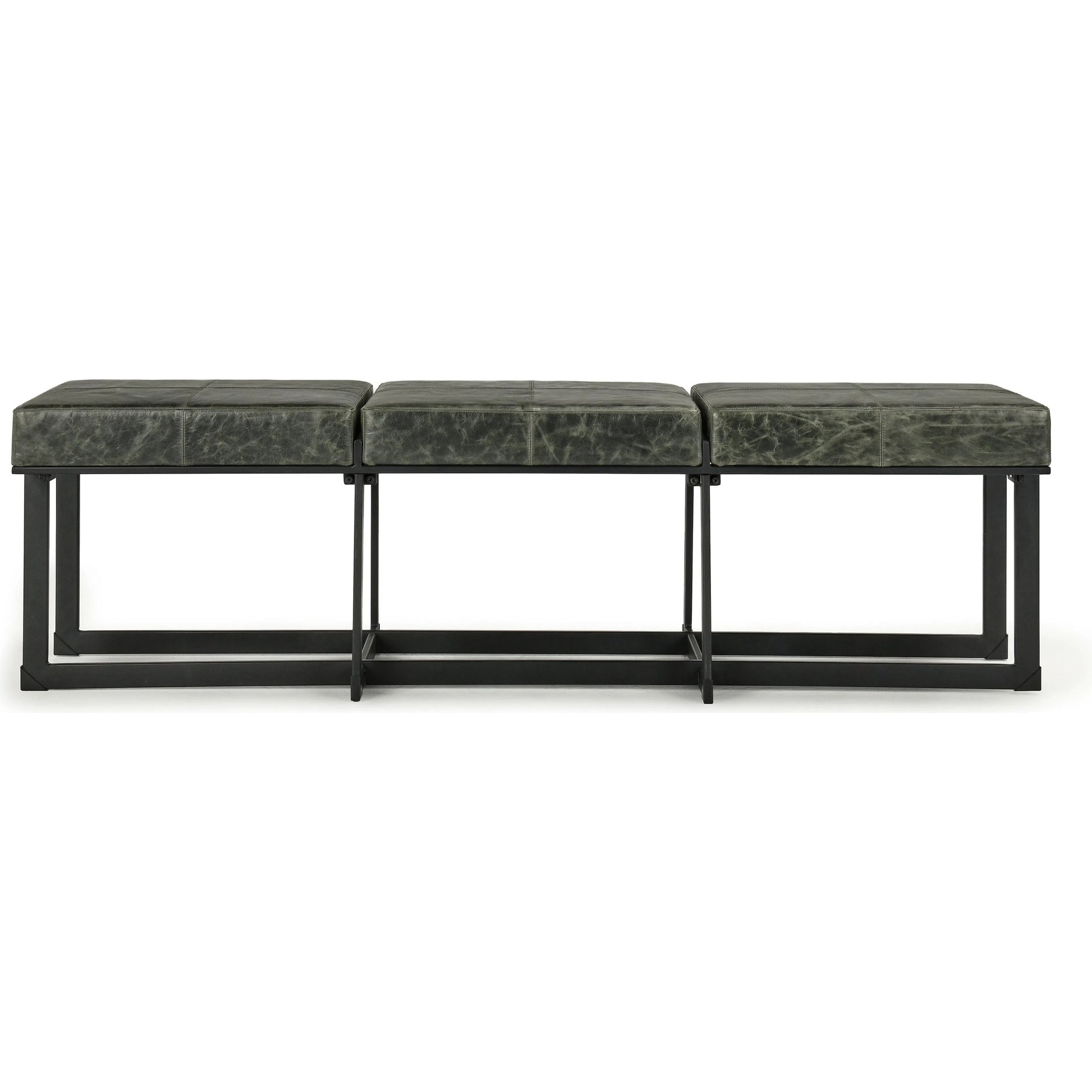 Calvin Narrow Bench by Classic Home in chestnut, black. Made from 100% top grain leather, tube iron in a modern style.