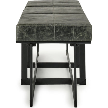 Calvin Narrow Bench by Classic Home in chestnut, black. Made from 100% top grain leather, tube iron in a modern style.