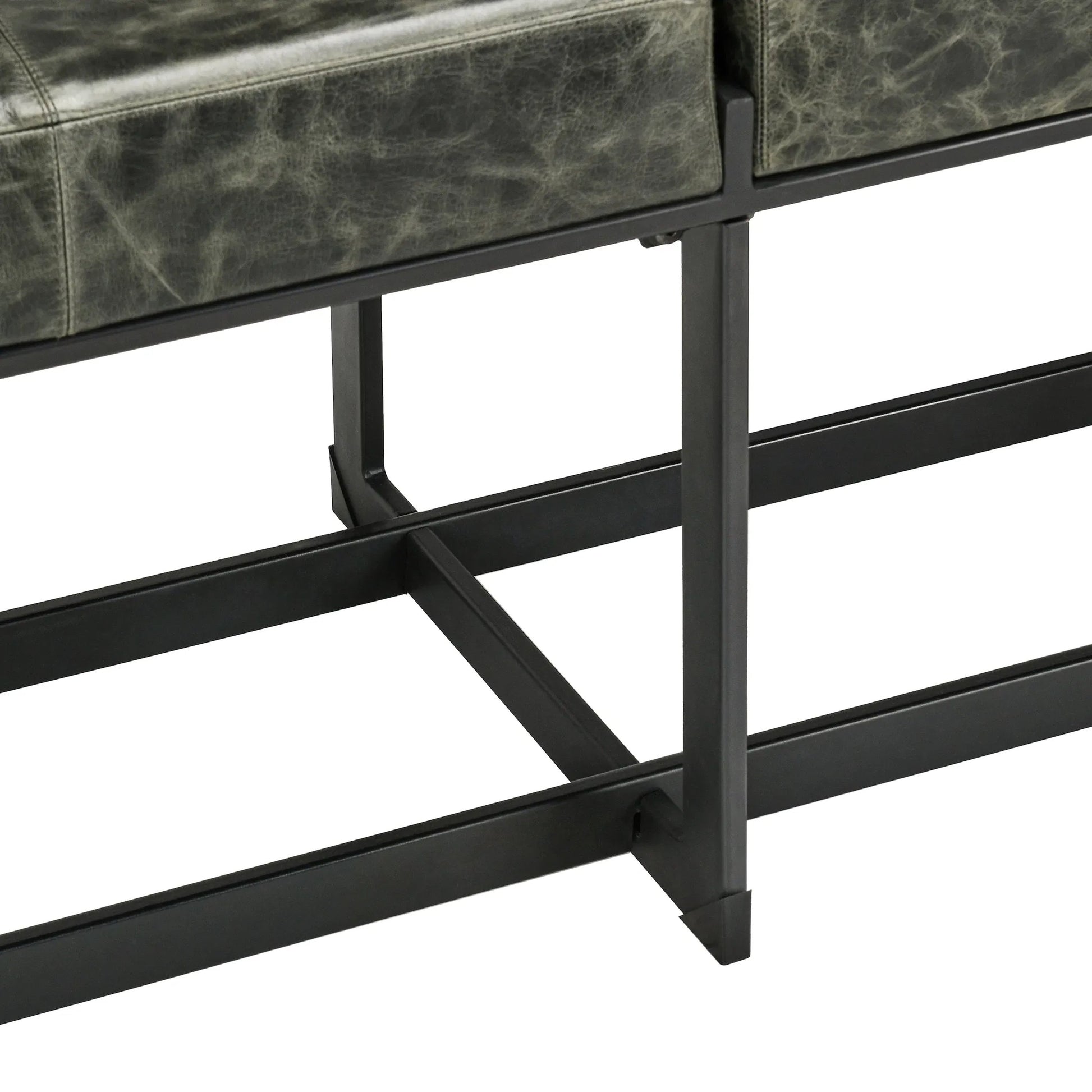 Calvin Narrow Bench by Classic Home in chestnut, black. Made from 100% top grain leather, tube iron in a modern style.