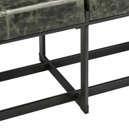 Calvin Narrow Bench by Classic Home in chestnut, black. Made from 100% top grain leather, tube iron in a modern style.