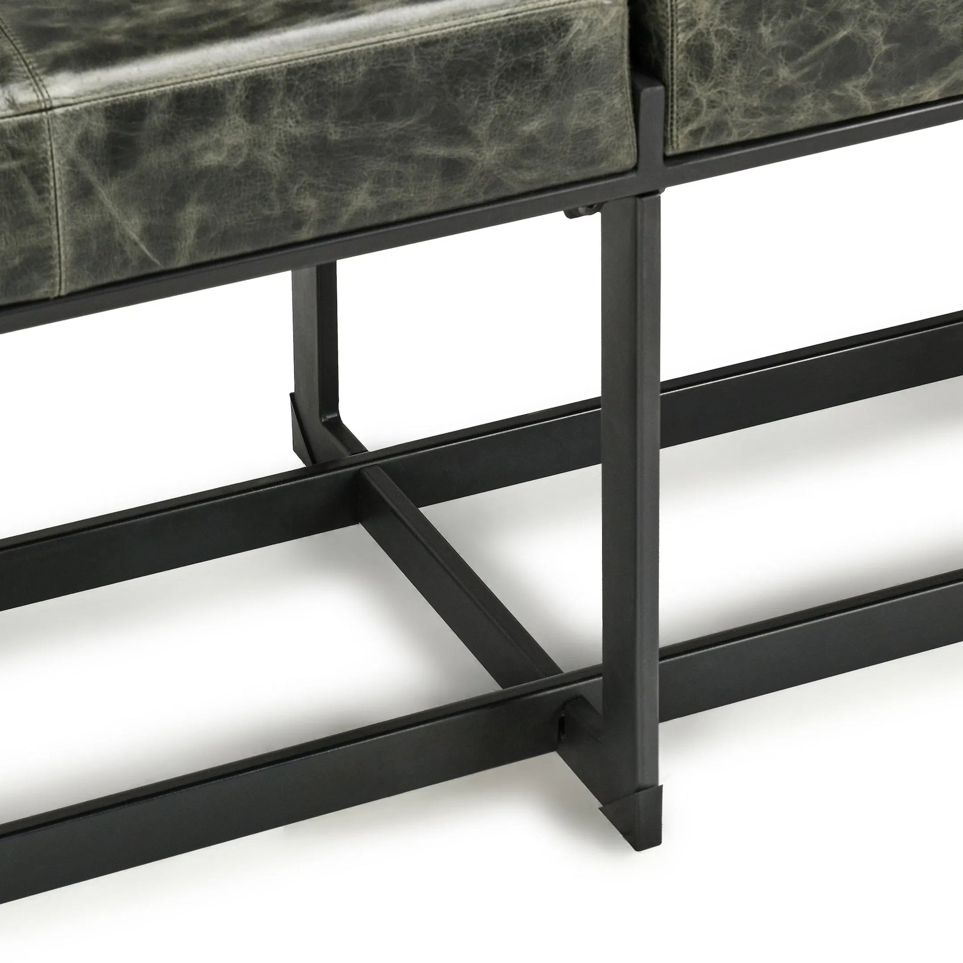 Calvin Narrow Bench by Classic Home in chestnut, black. Made from 100% top grain leather, tube iron in a modern style.