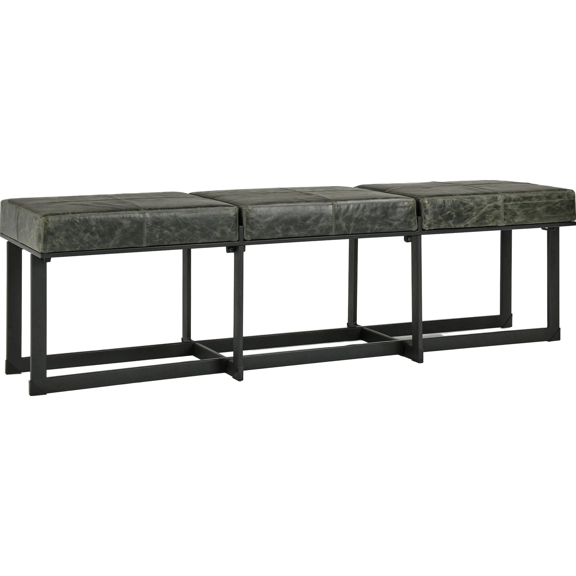 Calvin Narrow Bench by Classic Home in chestnut, black. Made from 100% top grain leather, tube iron in a modern style.