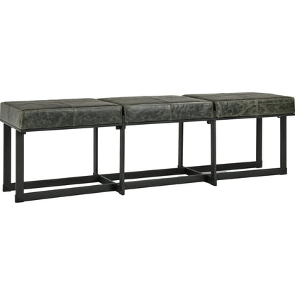 Calvin Narrow Bench by Classic Home in chestnut, black. Made from 100% top grain leather, tube iron in a modern style.