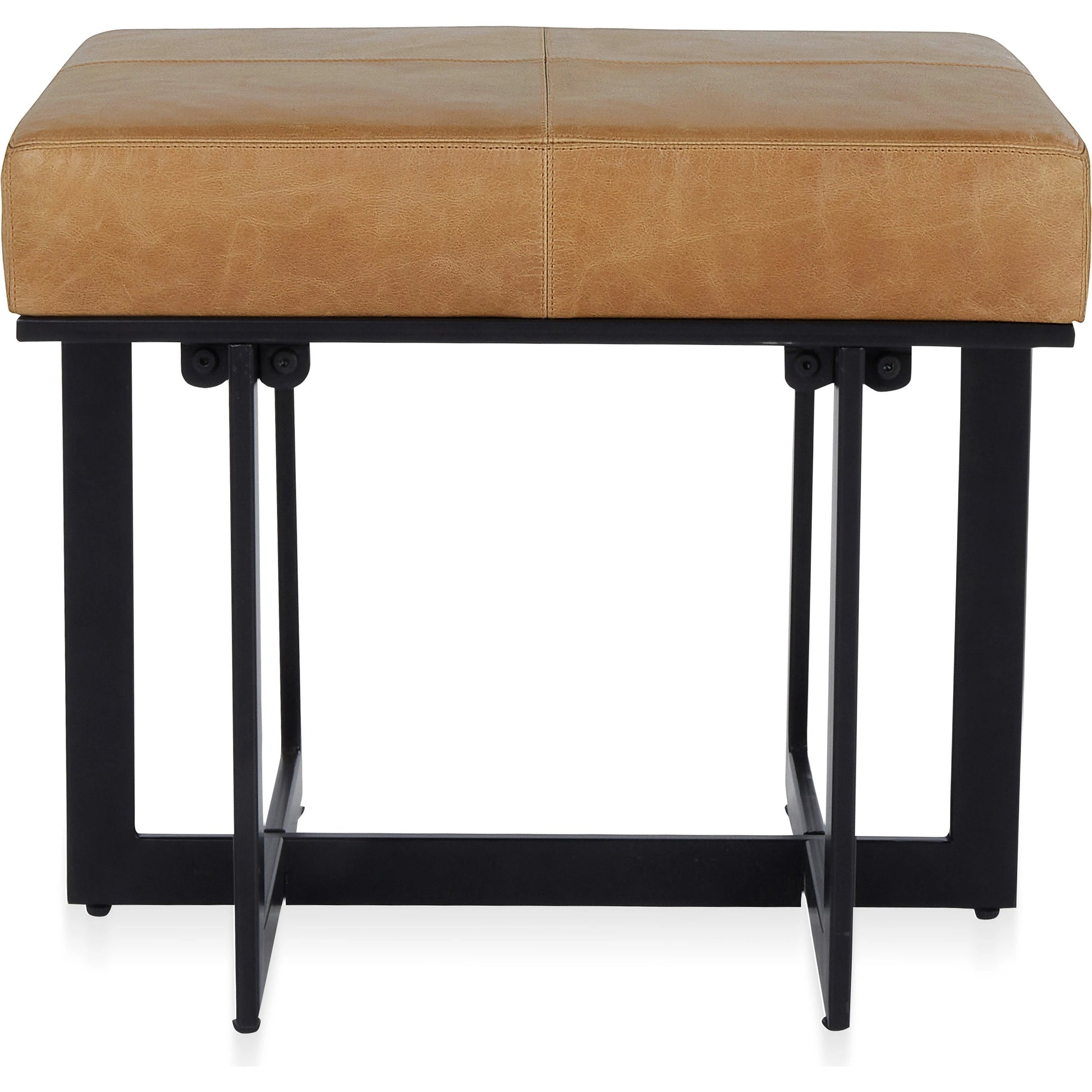 Calvin Stool by Classic Home in chestnut, black. Made from 100% top grain leather, tube iron in a transitional style.