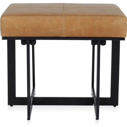 Calvin Stool by Classic Home in chestnut, black. Made from 100% top grain leather, tube iron in a transitional style.