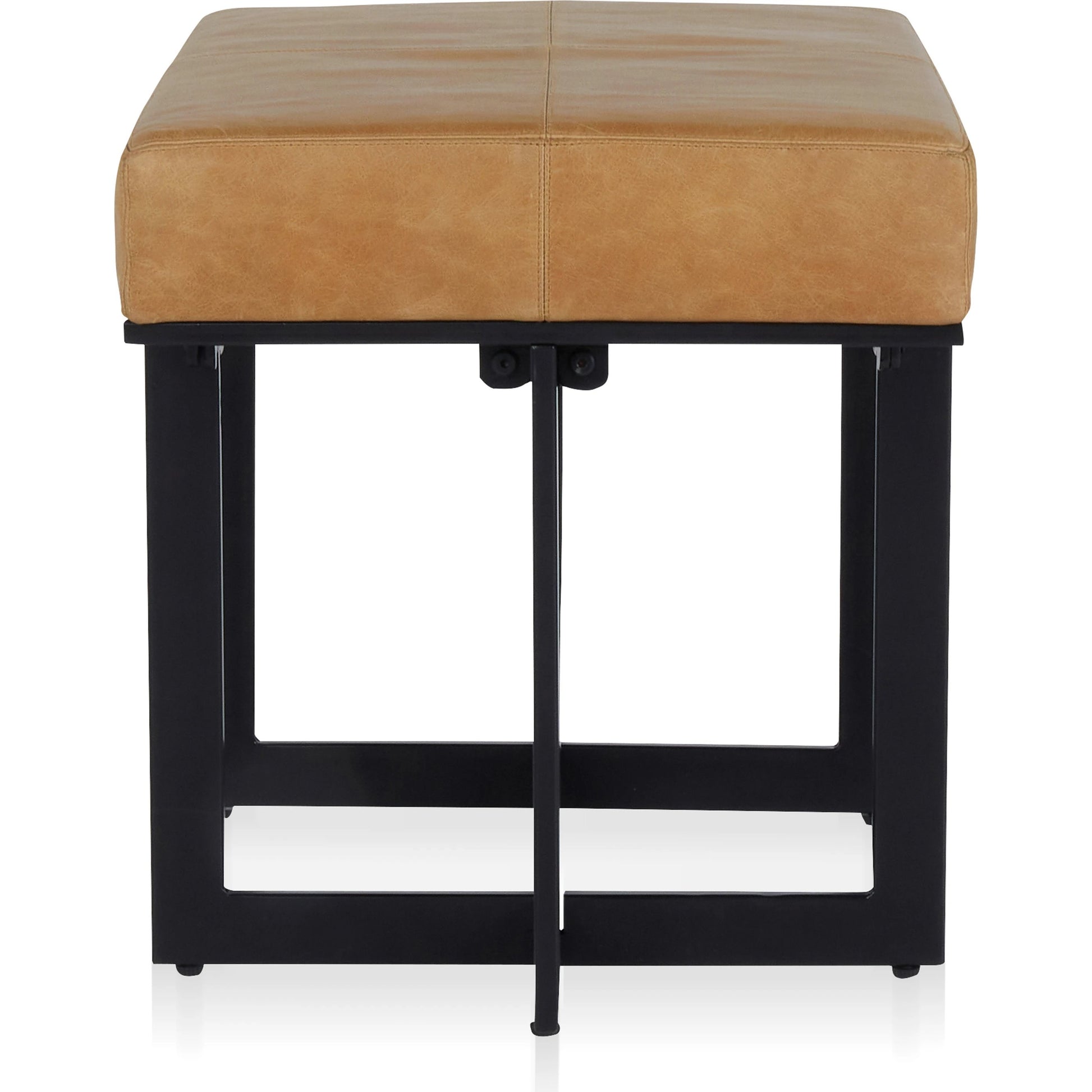 Calvin Stool by Classic Home in chestnut, black. Made from 100% top grain leather, tube iron in a transitional style.