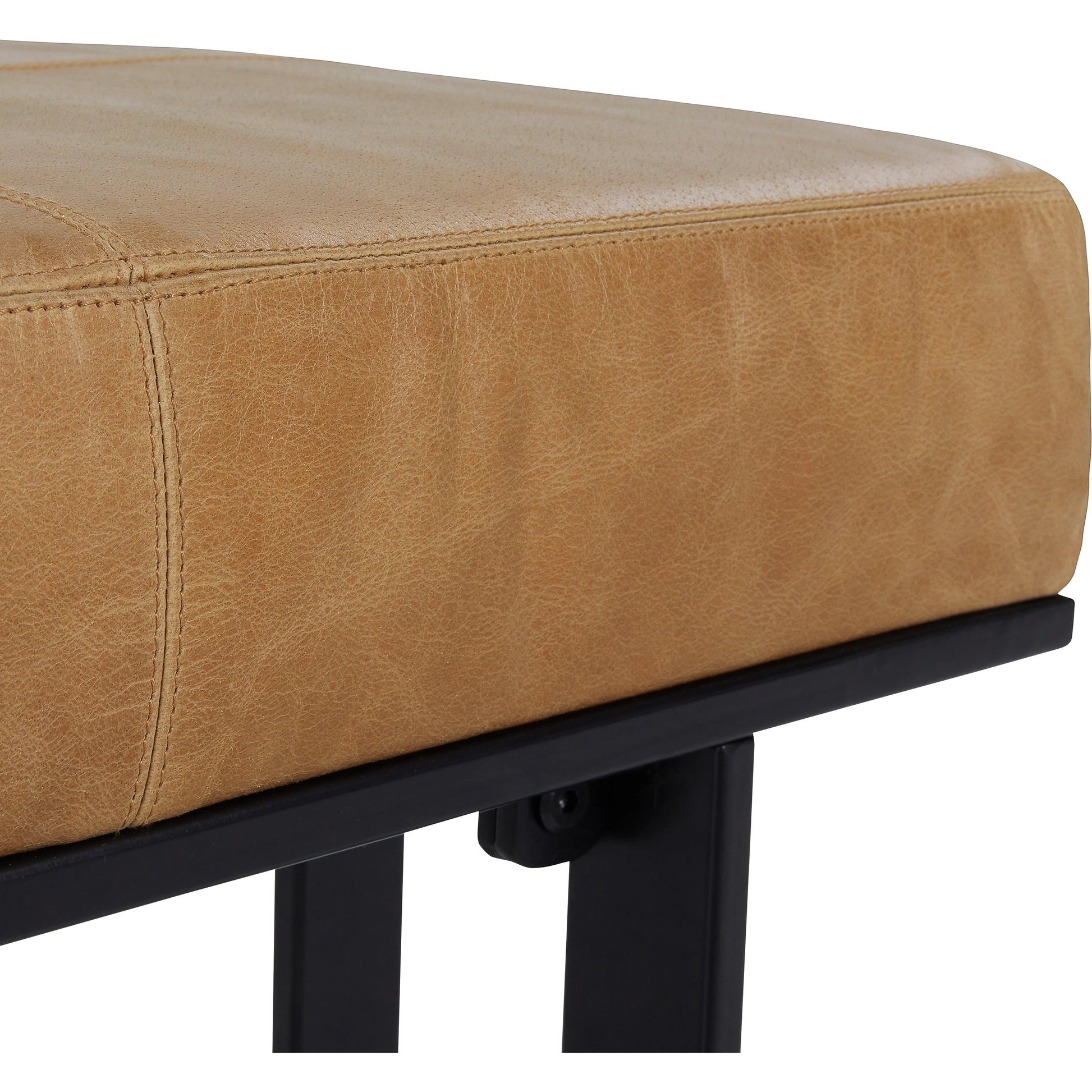 Calvin Stool by Classic Home in chestnut, black. Made from 100% top grain leather, tube iron in a transitional style.