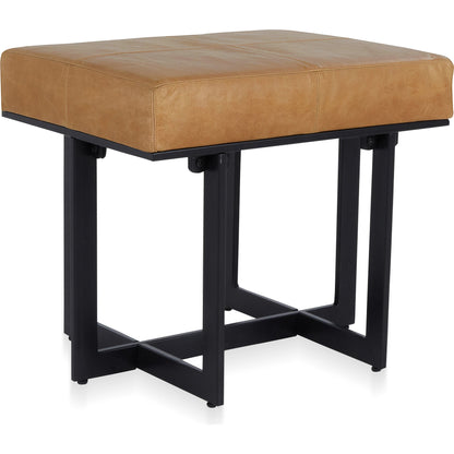 Calvin Stool by Classic Home in chestnut, black. Made from 100% top grain leather, tube iron in a transitional style.