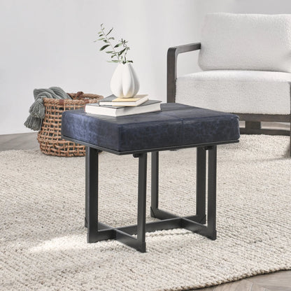 Calvin Genuine Leather Stool by Classic Home in blue, black. Made from unique in a traditional style.