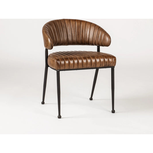 Umbria Dining Chair by Classic Home. Made from top grain leather, iron in a transitional style.