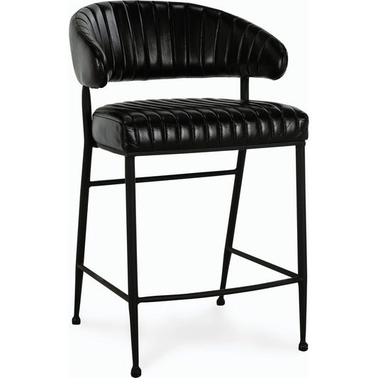 Umbria 26" Counter Stool by Classic Home in jet black. Made from top grain leather, iron in a transitional style.