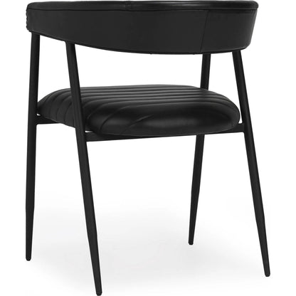 Preston Leather Dining Chair by Classic Home in jet black. Made from top grain leather, iron in a transitional style.