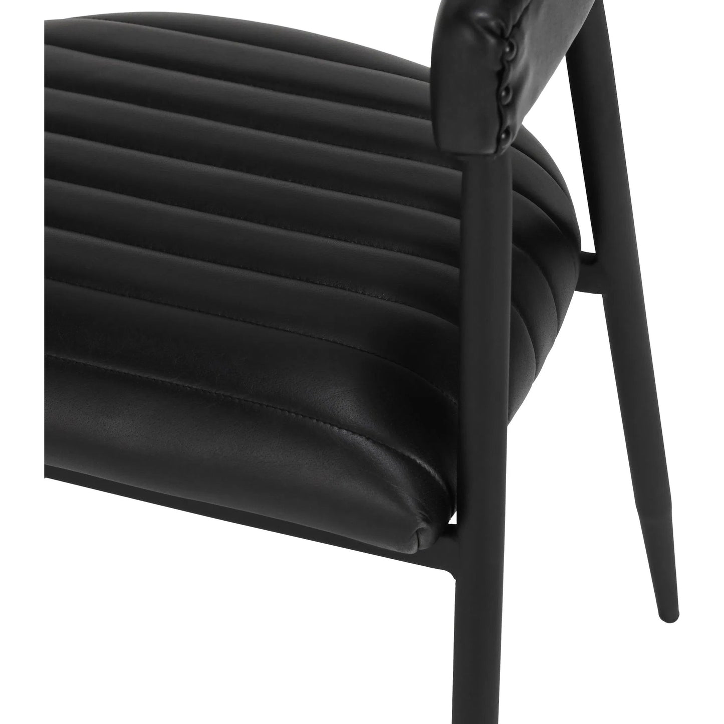 010 SI-2238870 | Closeup | Preston Leather Dining Chair by Classic Home in jet black. Made from top grain leather, iron in a transitional style.