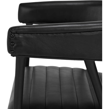 Preston Leather Dining Chair by Classic Home in jet black. Made from top grain leather, iron in a transitional style.