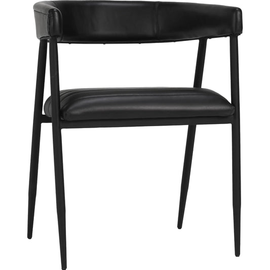 Preston Top Grain Leather Dining Chair by Classic Home in jet black. Made from top grain leather, iron in a modern style.
