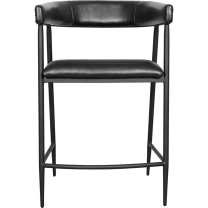 Preston 26" Top Grain Leather Counter Stool Chair by Classic Home in jet black. Made from top grain leather, iron in a modern style.