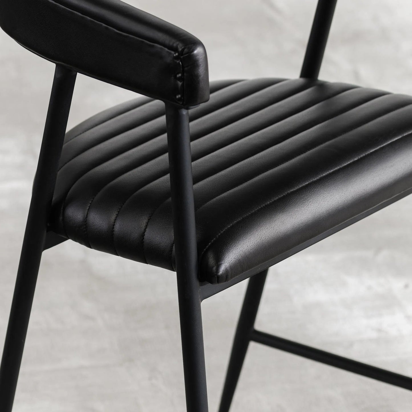 005 SI-2238871 | Closeup | Preston 26" Top Grain Leather Counter Stool Chair by Classic Home in jet black. Made from top grain leather, iron in a modern style.