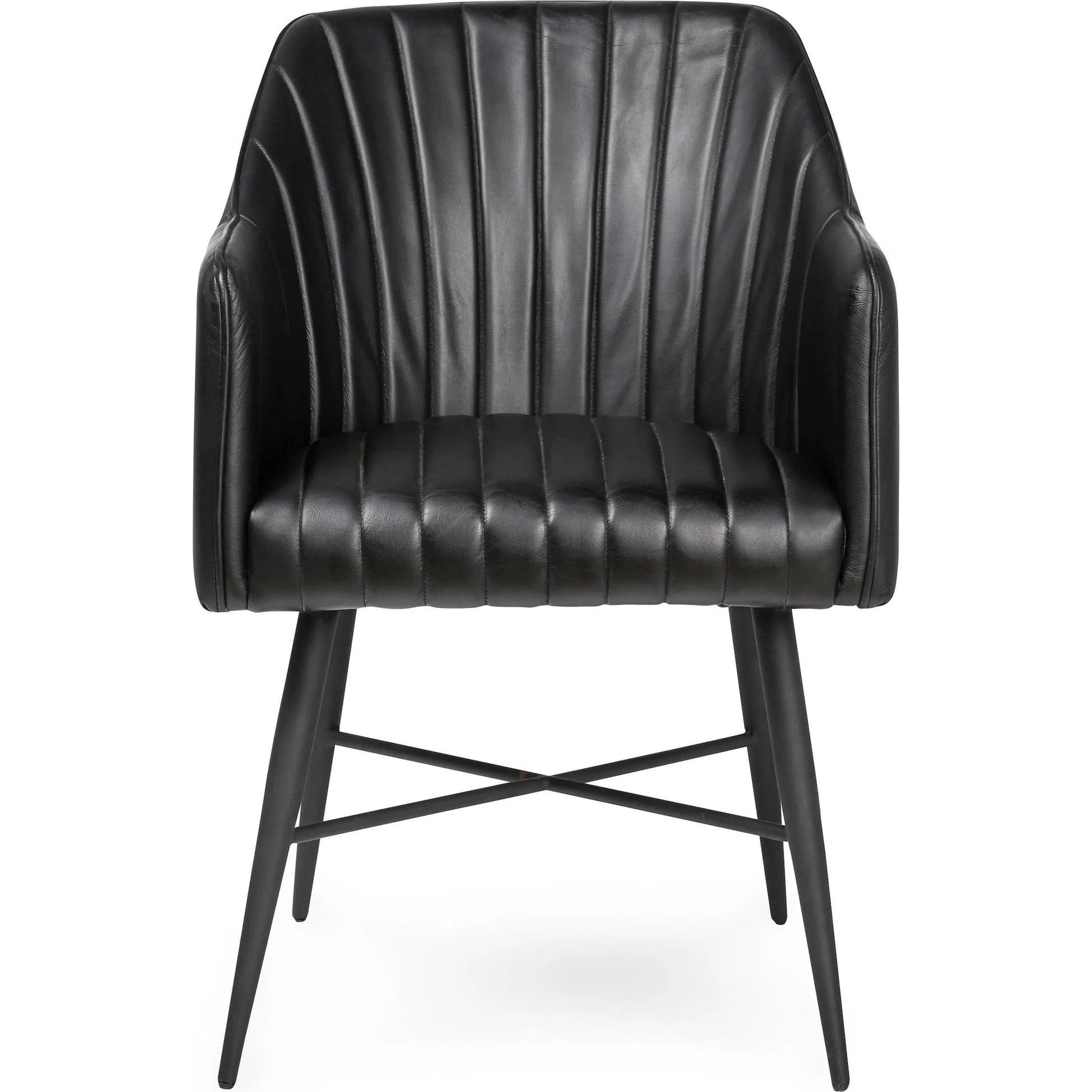 Leon Leather Dining Chair by Classic Home in jet black. Made from top grain buffalo leather in a modern style.