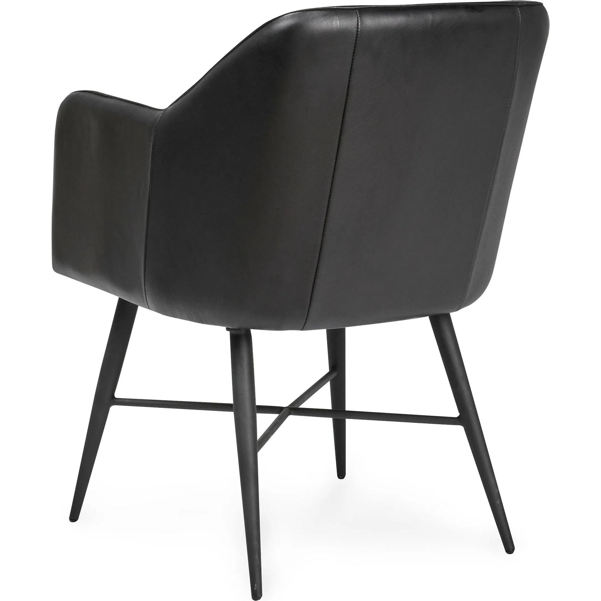 Leon Leather Dining Chair by Classic Home in jet black. Made from top grain buffalo leather in a modern style.