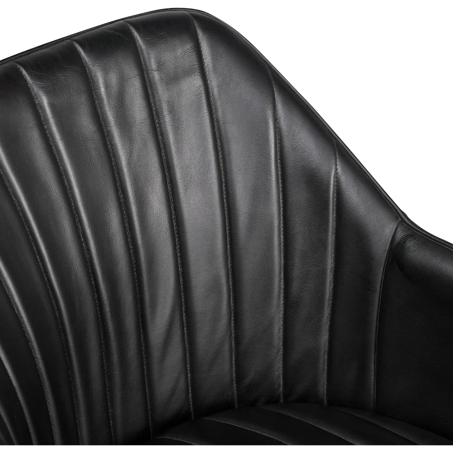 005 SI-2256332 | Closeup | Leon Leather Dining Chair by Classic Home in jet black. Made from top grain buffalo leather in a modern style.