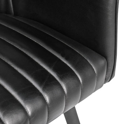 Leon Leather Dining Chair by Classic Home in jet black. Made from top grain buffalo leather in a modern style.
