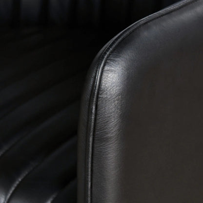 Leon Leather Dining Chair by Classic Home in jet black. Made from top grain buffalo leather in a modern style.
