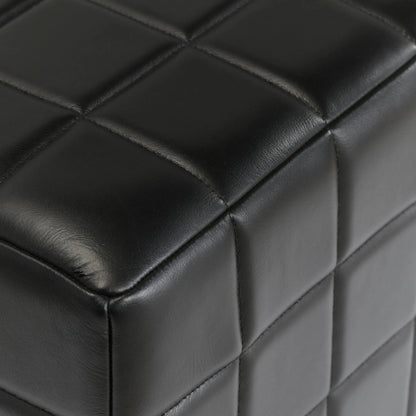 Briar 18" Square Tufted Leather Ottoman by Classic Home in black. Made from top grain leather, mango wood in a modern style.
