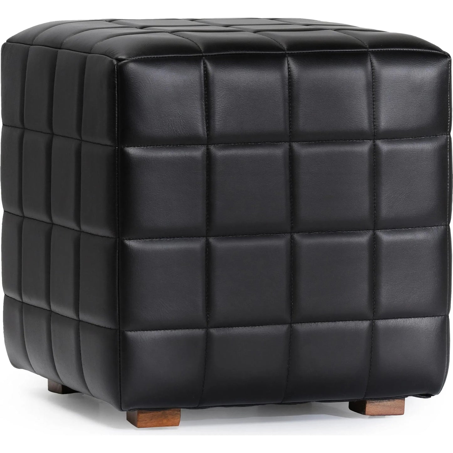 001 SI-2238876 | Primary Silo | Briar 18" Square Tufted Leather Ottoman by Classic Home in black. Made from top grain leather, mango wood in a modern style.