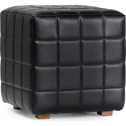 Briar 18" Square Tufted Leather Ottoman by Classic Home in black. Made from top grain leather, mango wood in a modern style.