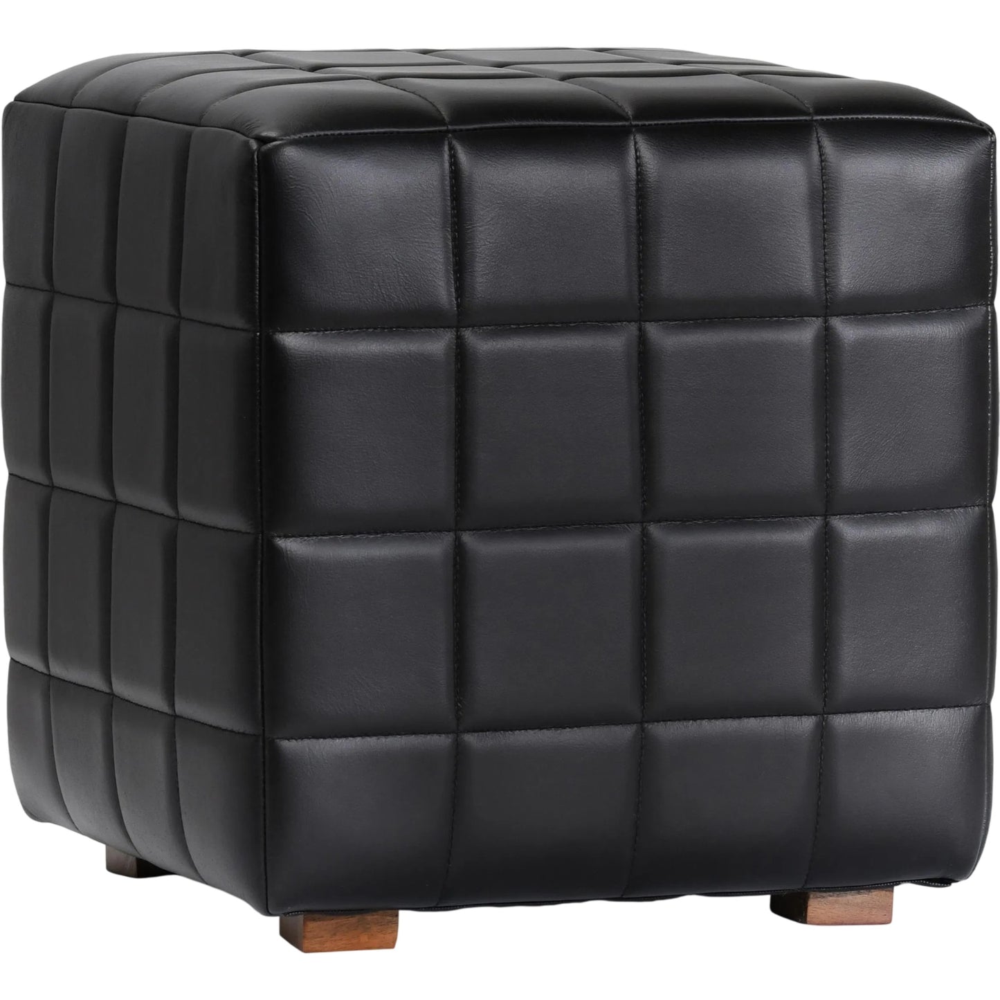 001 SI-2238876 | Primary Silo | Briar 18" Square Tufted Leather Ottoman by Classic Home in black. Made from top grain leather, mango wood in a modern style.