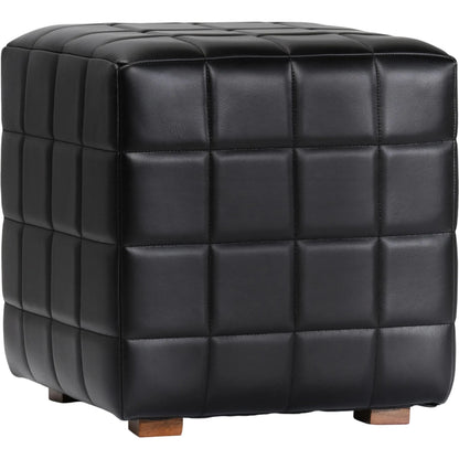 Briar 18" Square Tufted Leather Ottoman by Classic Home in black. Made from top grain leather, mango wood in a modern style.