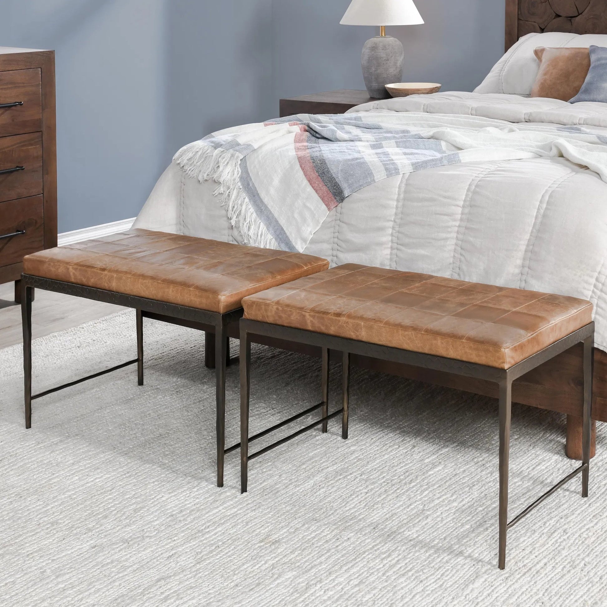 Malo 28" Top Grain Leather Ottoman Bench by Classic Home. Made from unique in a traditional style.