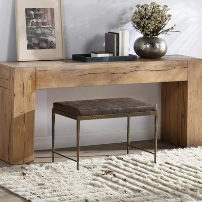 Malo 28" Top Grain Leather Ottoman Bench by Classic Home. Made from unique in a traditional style.